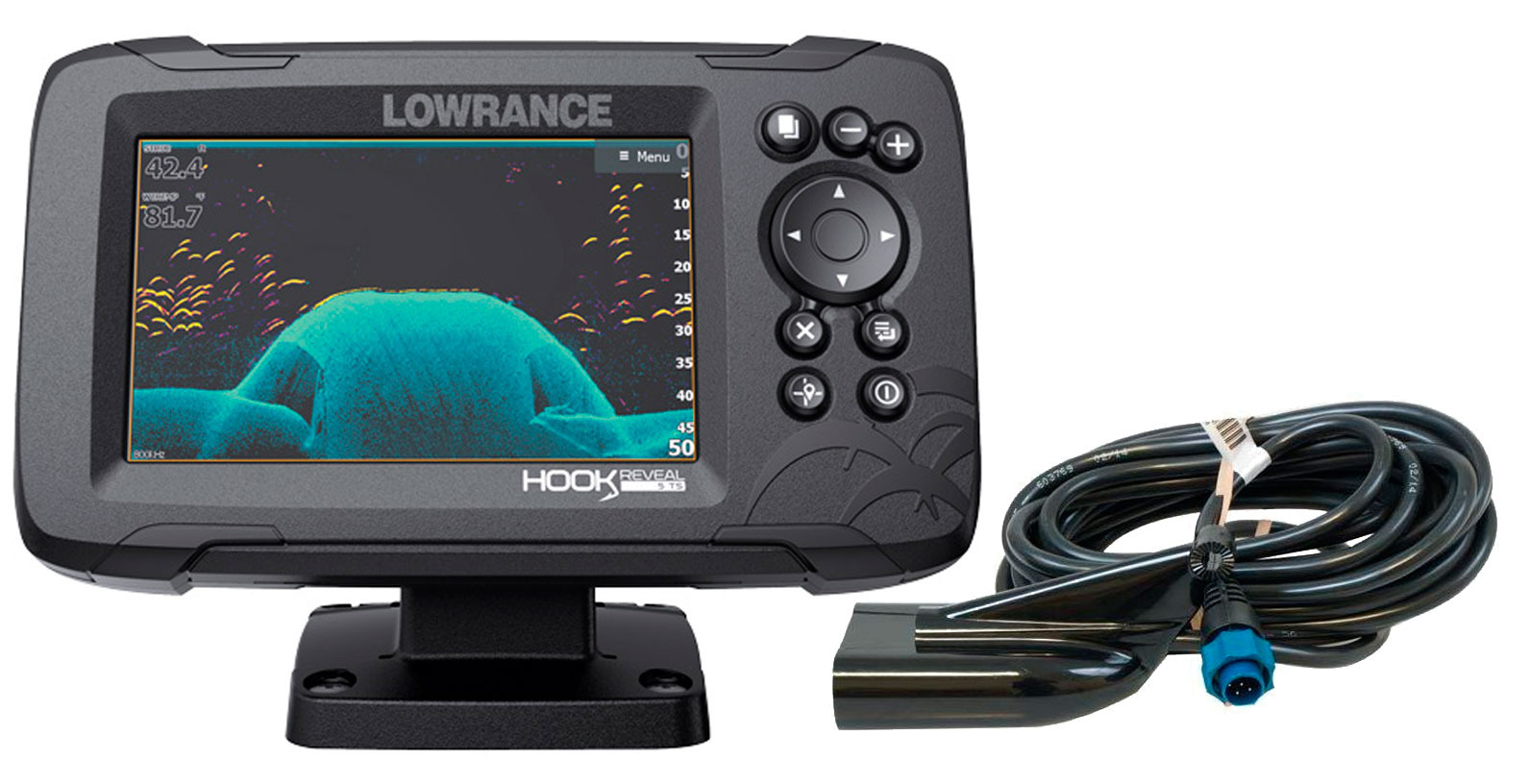 Lowrance hook reveal 5 inkl. hæktransducer. - bådudstyr til